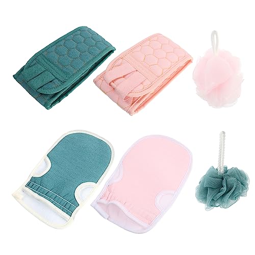 BELLIFFY 6st Dreiteiliges Badetuchset Badehandschuhe Körperpeelinghandschuh Handschuh Abschleifen Körperwäscher Dusche Schrubber Handtuch Badeschwamm Sauerstoffabsorbierende Aktivbaumwolle von BELLIFFY