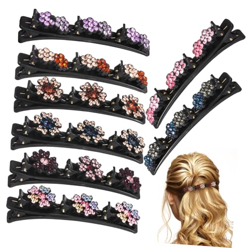 BELLIFFY 8 Stück Elegantes Haarclip Funkelnden Kristallblumen Geflochtenem Vintage-design Leichter Haarschmuck für Damen für Hochzeit Party und Alltag von BELLIFFY
