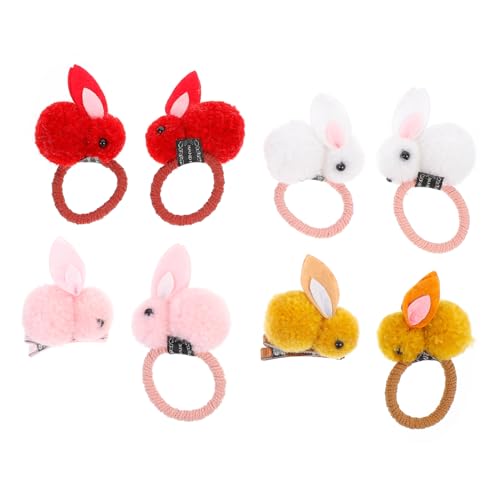 BELLIFFY 8stücke Teiliges Plüsch-haarspangen Mit Kaninchenohren Für Junge Mädchen Elastische Haargummis Verschiedenen Farben Für Partys Und Süße Frisuren von BELLIFFY