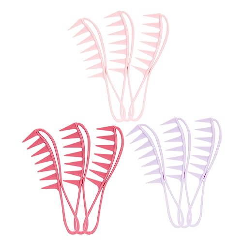 BELLIFFY 9 Stück Breiter Zahn Haarkamm Kunststoff Kamm für Lockiges Haar Damen und Herren Stylingkamm Entwirrungskamm mit Griff für Lange und Kurze Haare von BELLIFFY