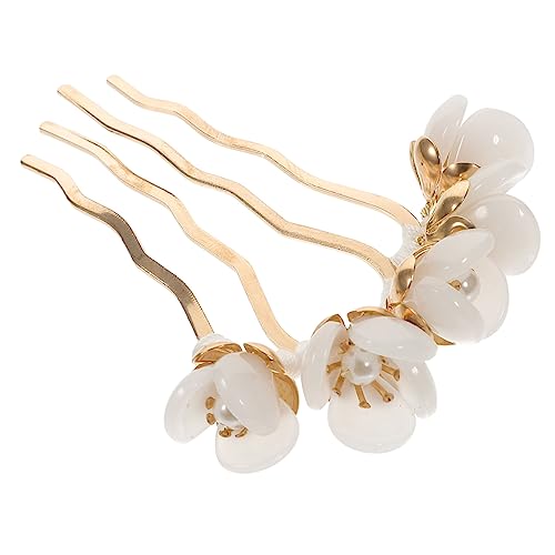 BELLIFFY Antiker Chinesischer Haarschmuck Handgefertigter Weißer Perlen Blüten Haarstab Stilvolle Haarnadel für Hanfu Tradition Robustes Jade Design Eleganter Vintage Haarstab für Damen von BELLIFFY