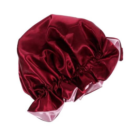 BELLIFFY Doppellagige Satin Schlafmütze Für Damen Verstellbare Nachtkappe Mit Elastischem Bund Und Haarkappe Für Lockiges Haar Und Make up Schutz von BELLIFFY