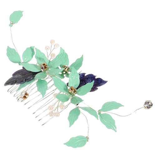 BELLIFFY Blatt Haarkamm mit Perlen für Damen Brautschmuck Hochzeits Haarschmuck Dekorativer Haarkamm Robustes Zubehör von BELLIFFY