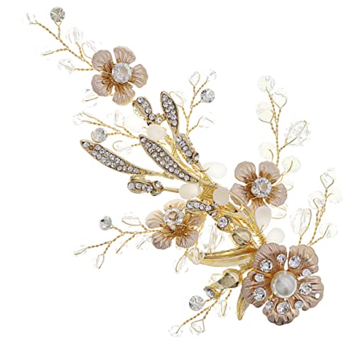 BELLIFFY Blumen-haarspange Für Bräute Und Mädchen Goldene Haaraccessoires Mit Strass Und Perlen Für Hochzeiten Und Feiern Für Dickes Und Dünnes Haar von BELLIFFY