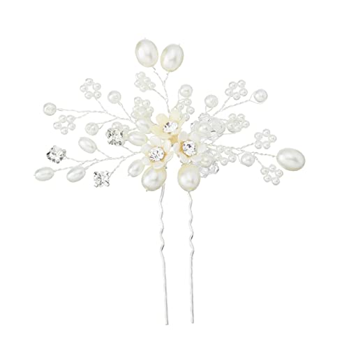 BELLIFFY Braut-haarspange Mit Perlen Und Strasssteinen Damen-kopfschmuck U-förmige Haarnadel Hochzeit-schmuck Einfach Zu Tragen von BELLIFFY