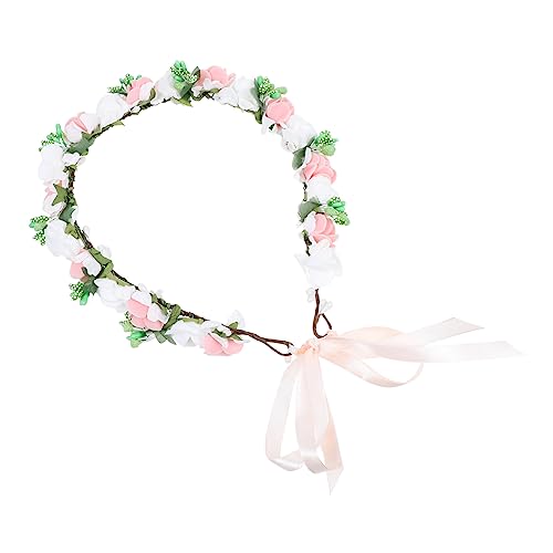 BELLIFFY Blumenkranz Haarreif Für Mädchen Einstellbare Blumenkronen Für Hochzeiten Festivals Und Fotoshootings Farben Pe Perlen von BELLIFFY