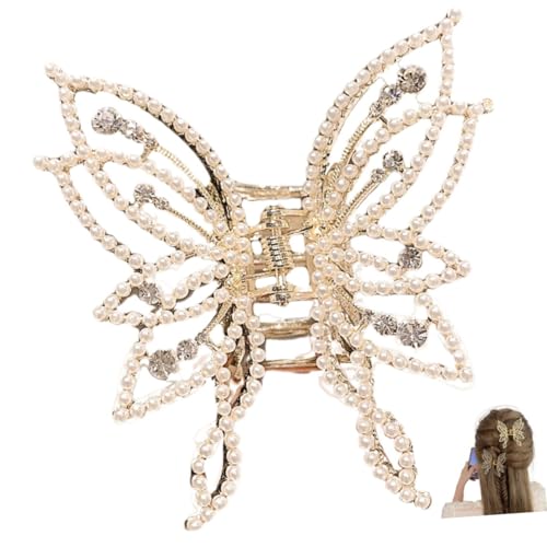 BELLIFFY Butterfly Haarspange mit Perlen und Haarklammer für Damen Modisches Haar Accessoire für Verschiedene Anlässe und Outfits Täglichen Gebrauch und Partys von BELLIFFY