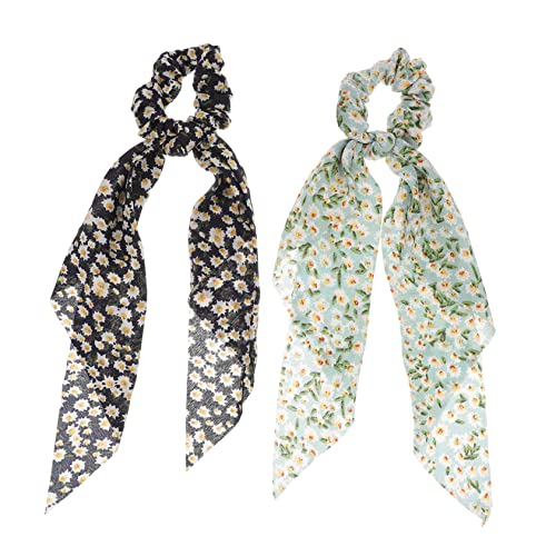 BELLIFFY 2stücke Pack Bedruckter Haarschleifen-schal Chiffon-haarschleifen Langes Haarschleifendesign Haarschleifen Für Frauen Damen von BELLIFFY