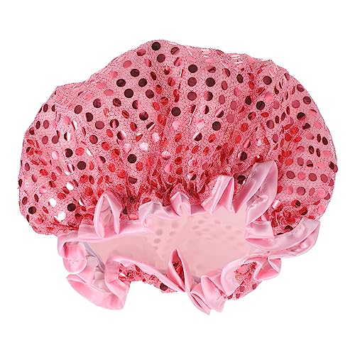 BELLIFFY Doppelschichtige Duschhaube für Damen Wiederverwendbare Wasserdichte Badekappe mit Elastischem Band für Langes Haar Lösung zum Schutz Ihrer Frisur Beim Duschen von BELLIFFY