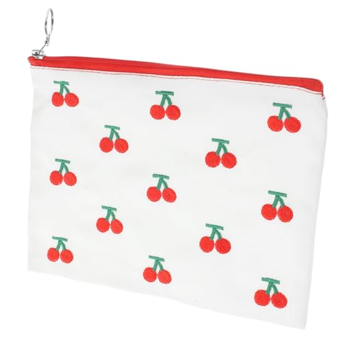 BELLIFFY Make-up-Tasche Mit Reißverschluss Kleine Schminktasche Für Damen Münztasche Kosmetiktasche Für Reisen Camping Und Fitnessstudio Mit Kirschmuster von BELLIFFY