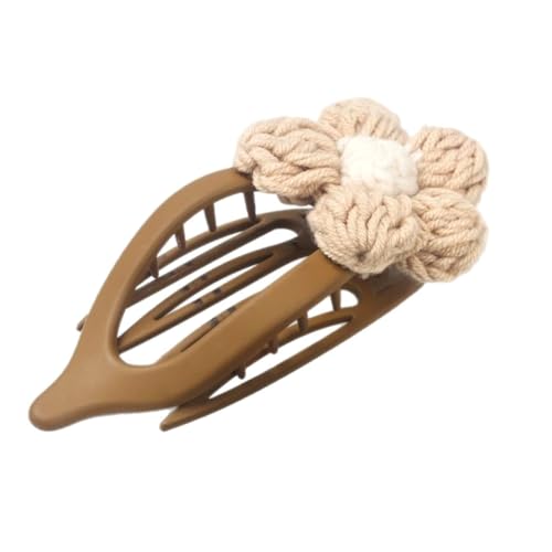 BELLIFFY Großer Gestrickter Blumen Haarclip aus Weichem Garn Stabiler Halte Duckbill Clip für Halbe Hochsteckfrisuren zu Dickem und Dünnem Haar Vielseitiges Accessoire für Frauen und von BELLIFFY