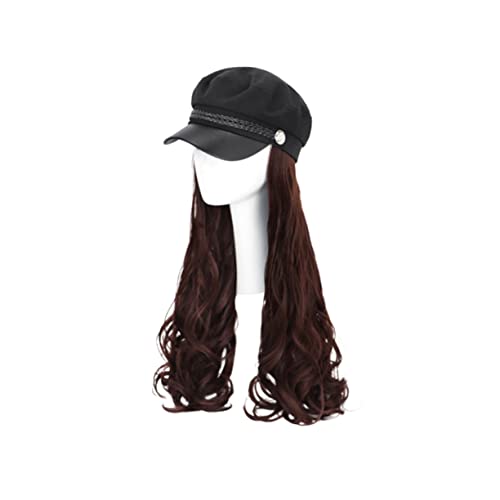 BELLIFFY Perücke aus Kunsthaar Hut langes lockiges Haar Perücke modisches Haarteil für Damen Hellbraun leicht zu waschen vielseitige Anlässe von BELLIFFY