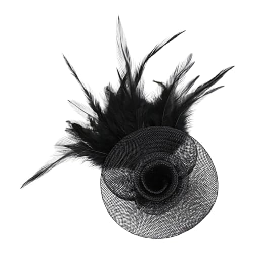 BELLIFFY Hochzeit Fascinator Hut Für Damen Eleganter Brautkopfschmuck Mit Schwarzem Federn Und Feinem Netz Für Tea Party Bankett Und Besondere Anlässe Leichtes Komfortables Design von BELLIFFY