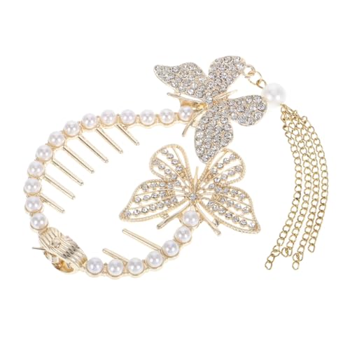 BELLIFFY Haarspange mit Perlen und Quasten Haarklammer Schmetterling Zuverlässiger für Dutt und Pferdeschwanz Eleganter Haarschmuck für Damen und Mädchen von BELLIFFY
