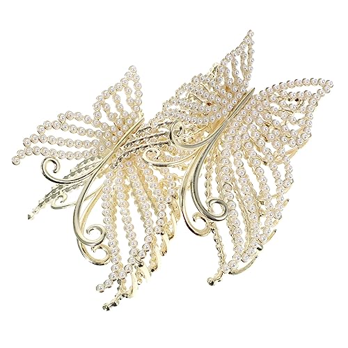 BELLIFFY 2stücke Perlen-haarklammer Schmetterlings-haarklammern Bling-haarklammer Für Frauen Große Haar-bling Styling-werkzeug von BELLIFFY
