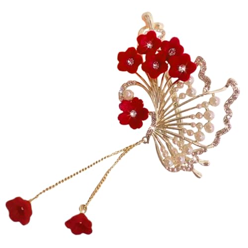 BELLIFFY Haarschmuck Für Frauen Vintage Haarclip Mit Perlen Fransen Stilvolle Barrette Für Hochzeitsfrisuren Kreativer Blumenschmuck Für Jeden Anlass von BELLIFFY