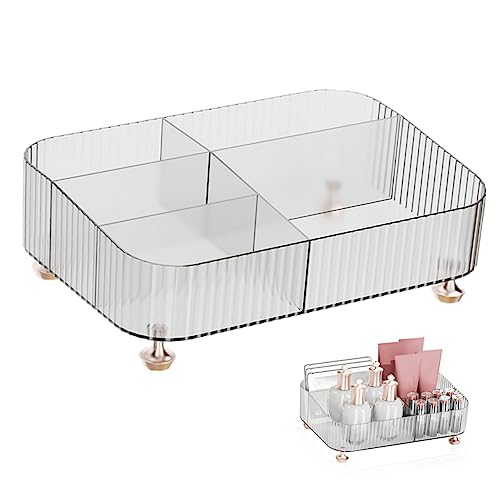 BELLIFFY Kompakter Desktop Organizer Tray Aus Transparentem Pet Für Kosmetik Und Kleinteile Vielseitig Einsetzbar Schreibtisch Bad Und Wohnraum Fächer Für Optimale Ordnung von BELLIFFY
