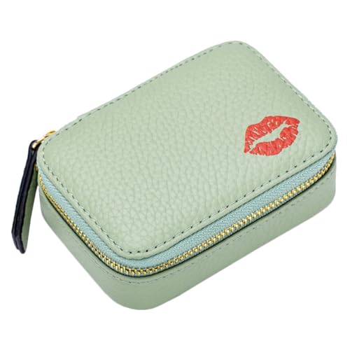 BELLIFFY Kosmetiktasche Storage Bags aufbewahrungstüten Mini-Lippenstifttasche Lippenstifthalter für die Handtasche Damen-geldbörsen kosmetikbeutel Tragbare Lippenstifttasche Pu Light Green von BELLIFFY