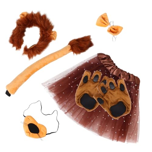 BELLIFFY Löwenkopfschmuck-set Für Kinder Cosplay Tierkostüm Mit Rockschwanz Und Stirnband Karnevalsparty Requisite von BELLIFFY