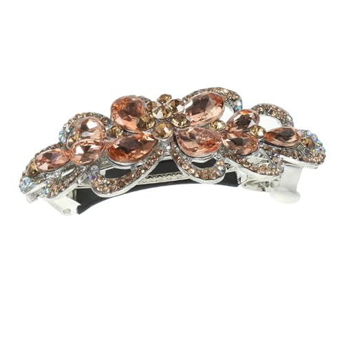 BELLIFFY Rhinestone Haarspange Für Damen Nonslip Haarclip Mit Blumen-design Für Hochsteckfrisuren Und Alltag Für Dickes Haar Elegant Und Champagnerfarbe von BELLIFFY