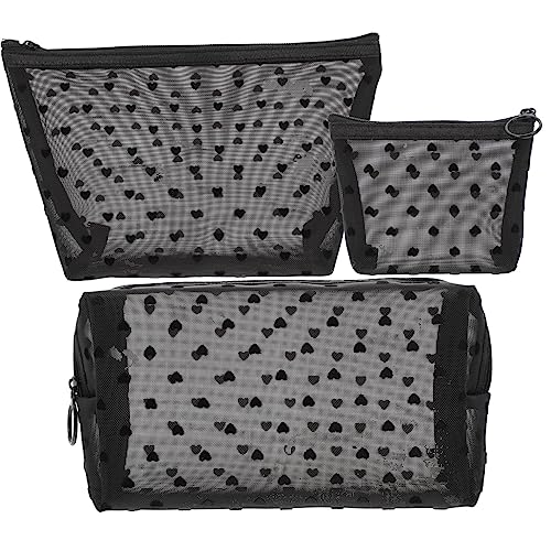 BELLIFFY 3stücke Teiliges Kosmetiktasche Aus Mesh Transparente Aufbewahrungstasche Für Make-up Und Reiseutensilien Wasserfest Und Leicht Für Damen Und Unterwegs von BELLIFFY
