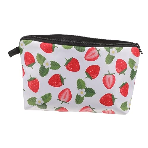 BELLIFFY Erdbeer-Kosmetiktasche Mit Reißverschluss Kleine Make-up-Tasche Für Damen Tragbarer Kulturbeutel Für Reisen Für Pinsel Lippenstifte Und Lidschatten von BELLIFFY