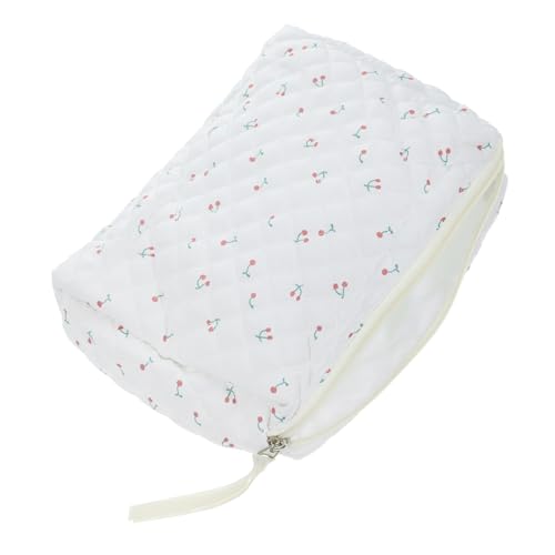 BELLIFFY Makeup Pouch Mit Großem Fassungsvermögen Gestepptes Design Für Kosmetik Und Makeup-Tools Stilvolle Reisetasche Für Damen Für Reisen Und Täglichen Gebrauch Mittlere Weißer von BELLIFFY