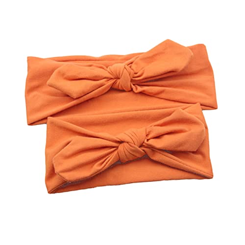 BELLIFFY Stirnband Für Mädchen Orange Haarschleifen Set Stirnbänder Mama Und Ich Stirnband Mädchen Headwrap Knoten Haarband von BELLIFFY