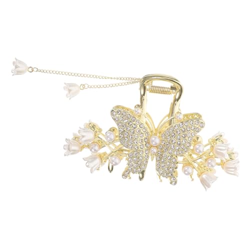 BELLIFFY Metallic Haarklammer mit Blumen tassel Design Stabile Haarkralle für Damen Eleganter Haarclip für Feines und Dünnes Haar Modisches Haarschmuck accessoire für Alltag und Festliche von BELLIFFY