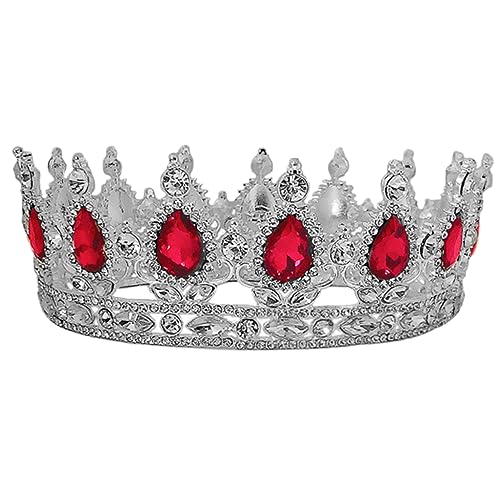 BELLIFFY Elegante Brautkrone Hochzeit Haarschmuck Für Frauen Hochzeitskleid Zubehör Festliche Kopfbedeckung Silber Und Rot Einzigartiges Design Für Besondere Anlässe von BELLIFFY