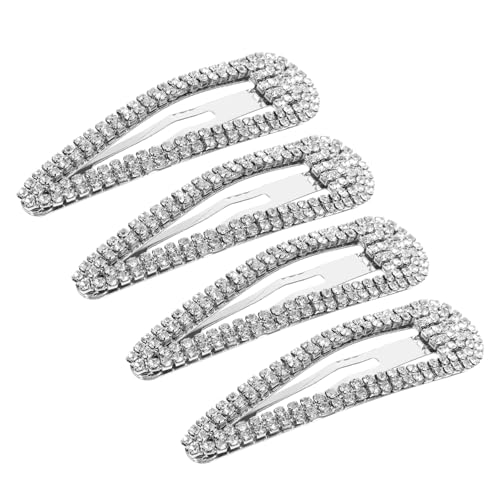 BELLIFFY 4 Stück Strass-haarspangen Aus Metall Druckknopf-haarspangen Zarte Haarspangen Für Mädchen Und Frauen von BELLIFFY