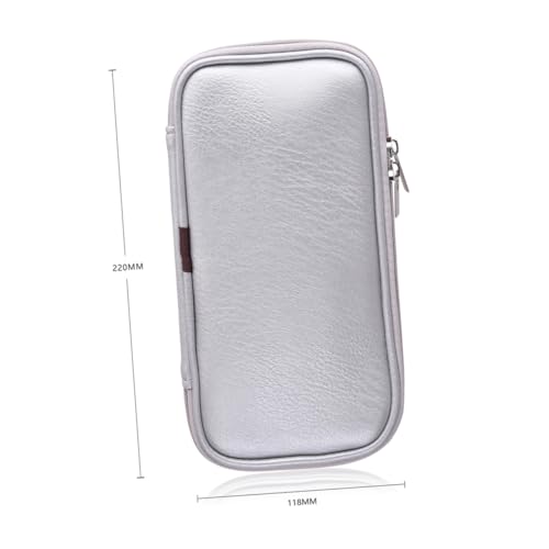 BELLIFFY PU Leder Kosmetiktasche Silber mit Reißverschluss Tragbares Make Up Pinsel Organizer Etui Leichtes Reise Make Up Pinselhalter für Damen Kompakte Schminktasche für Zuhause und von BELLIFFY
