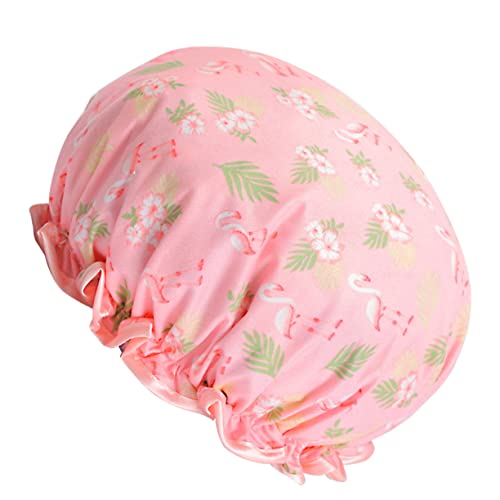 BELLIFFY Doppellagiger Duschhut für Damen Badehut mit Cartoon-Design Faltbar für Dusche und Küche Schützt das Haar von BELLIFFY