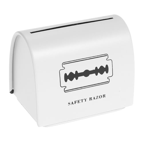 BELLIFFY Rasierklingen Entsorgungsbox Metall Aufbewahrungsbox mit Weißem Aufdruck Langlebiger Klingen Entsorgungsbehälter für Badezimmer und von BELLIFFY