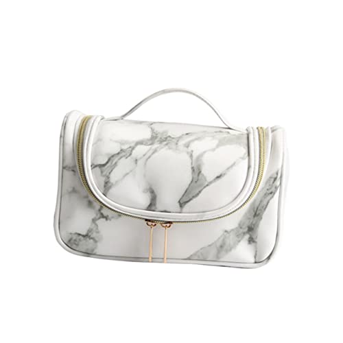 BELLIFFY Marble Kosmetiktasche Für Damen Handliche Tragbare Make-up-bürstentasche Mit Reißverschluss Für Schule Und Wasserabweisend Leicht Und Langlebig Weiß von BELLIFFY