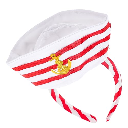BELLIFFY Matrosenhut Stirnband Marinehut Haarband Kapitänshut Matrosen Cosplay Kopfbedeckung Party Haaraccessoire Matrosenhut-haarreifen Kreatives Haarbänder Zubehör Für Kostüm-partys von BELLIFFY