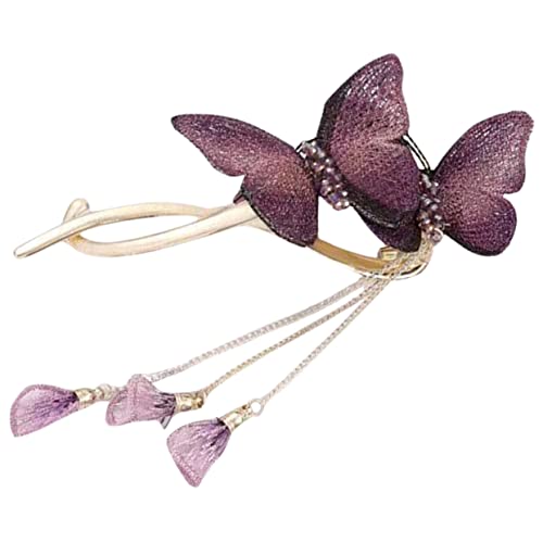 BELLIFFY Schmetterlings Haarnadel Strass Haarspange Für Frauen Dekorative Haarclip Mit Quaste Hochzeits Haarschmuck Retro Accessoires Für Alltag Und Besondere Anlässe von BELLIFFY