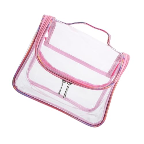 BELLIFFY Kosmetiktasche Für Damen Und Transparent Tragbare Handtasche Für Reisen Große Kulturtasche Für Make-up Und Toilettenartikel Pinke Reisetasche von BELLIFFY