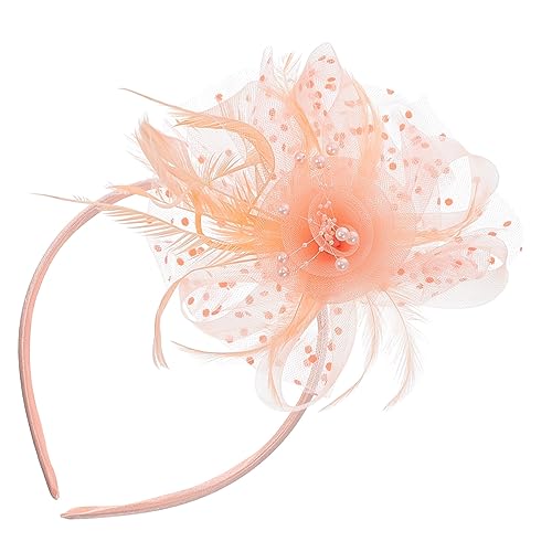 BELLIFFY Stirnband Aus Blumennetz Hochzeitsdekoration Beiger Fascinator Abschlussball Haarspangen Kopfbedeckung 20er 50er Kopfbedeckung Hochzeitsblumen-stirnband Party Gittergewebe von BELLIFFY