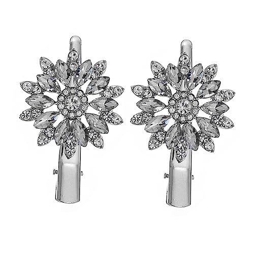 BELLIFFY Strass Haarspange Clips Seitliche Haarnadel Doppel Design Damen Haarspangen Mode Dame Haarnadeln Strass Haarnadel von BELLIFFY