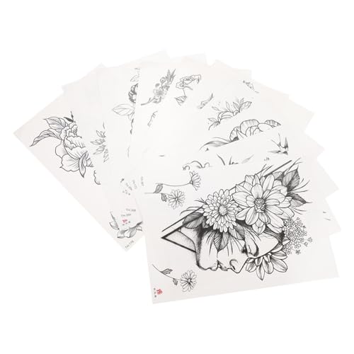 BELLIFFY Temporäre Körperaufkleber Zarte Körpertattoos Blume Muster Tattoos Aufkleber Schwarze Tattoo Farce Für Arm Bein Rücken Glatte Fläche Bücher von BELLIFFY