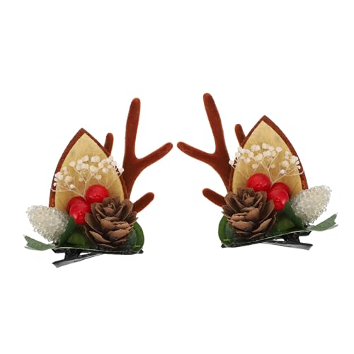 BELLIFFY Weihnachts-geweih-haarspangen 2 Stück Schleife Haarnadel Kinder Weihnachts-haarspangen-set Cartoon-druckknopf Für Kinderparty-kopfschmuck von BELLIFFY