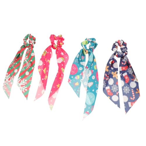 BELLIFFY Weihnachts-haarseil-set 4-teilig Weihnachts-haargummis Modisches Elastisches Haarband Für Damen Weihnachts-haar-accessoires von BELLIFFY