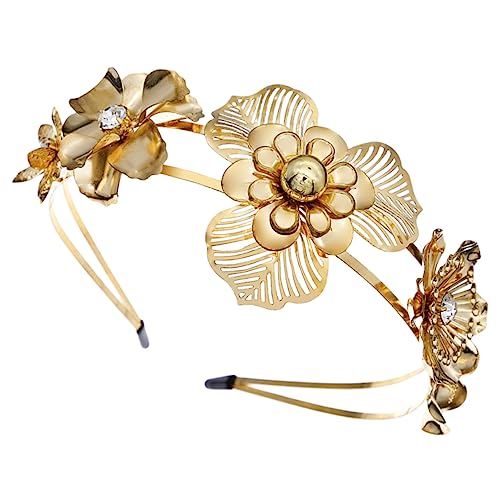 BELLIFFY Blumen-haarreif Mit Doppelter Schicht Aus Metall Elegantes Kopfschmuck-accessoire Für Hochzeiten Partys Und Fotoshootings Vintage Goldene Blumenhaube Für Frauen von BELLIFFY