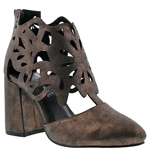 Bellini Cleo Damen-Stiefelette mit spitzem Zehenbereich, lasergeschnitten, Bronze Metallic, 44.5 EU von BELLINI