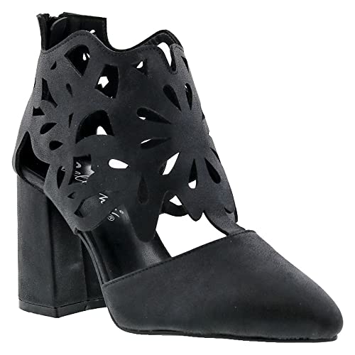 Bellini Cleo Damen-Stiefelette mit spitzem Zehenbereich, lasergeschnitten, Schwarz metallic, 38.5 EU Weit von BELLINI