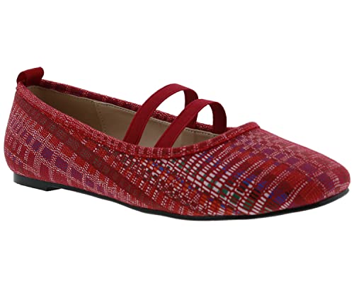 Bellini Sissy Damen-Slipper, bequem, flach, Rotes Multi-Textil, 43 EU Weit von BELLINI