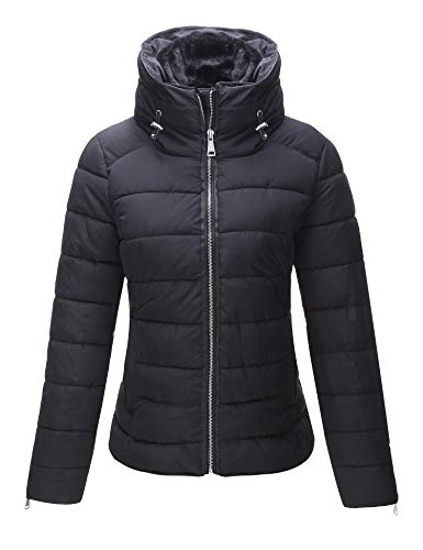 BELLIVERA Damen Übergangsjacke Leichte Steppjacke Kurz Winter Warme Puffer Mantel Baumwollfüllung Wasserdicht 1712019 Schwarz S von BELLIVERA