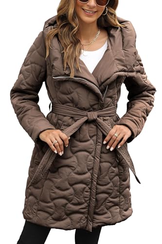 BELLIVERA Pufferjacke für Damen gesteppt leicht gepolstert verstaubarer Blasenmantel 12107 Braun XXL von BELLIVERA