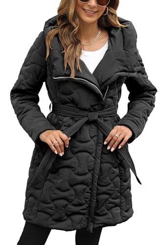 BELLIVERA Pufferjacke für Damen gesteppt leicht gepolstert verstaubarer Blasenmantel 12107 Schwarz L von BELLIVERA